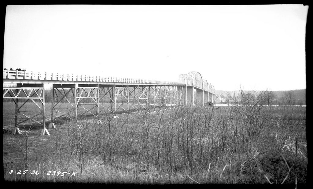 Eggners Ferry Bridge from 1936 before the creation of Kentucky Lake. 